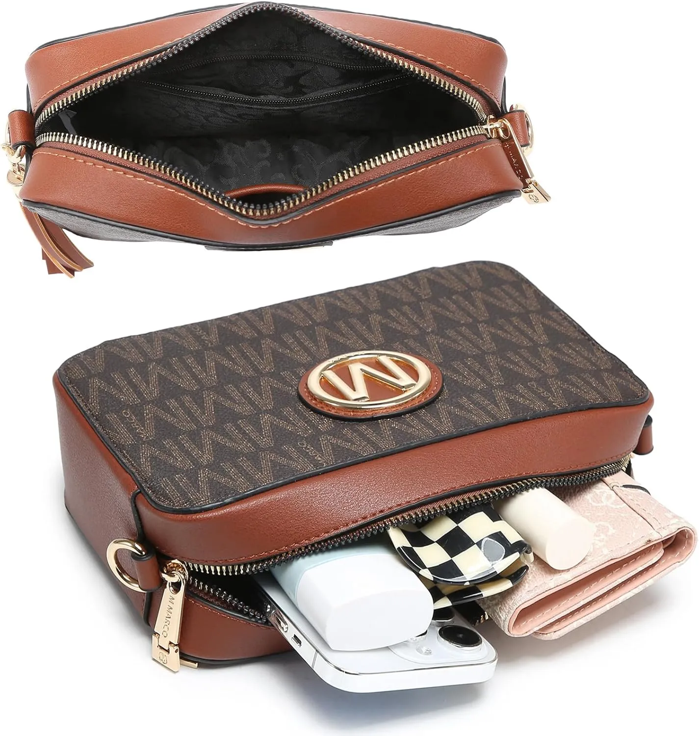 MKP Stylish Lightweight Fashion Crossbody Bag for Women Chic Signature Shoulder Messenger Bag with Tassel Zipper Pocket