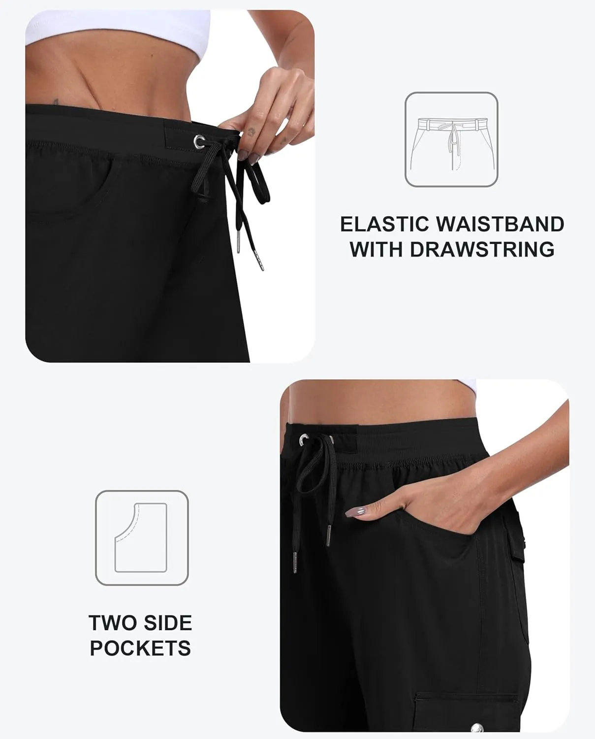 MoFiz Women's Hiking Shorts Athletic Outdoor Cargo Shorts for Women Quick Dry Running Summer Shorts with Pockets