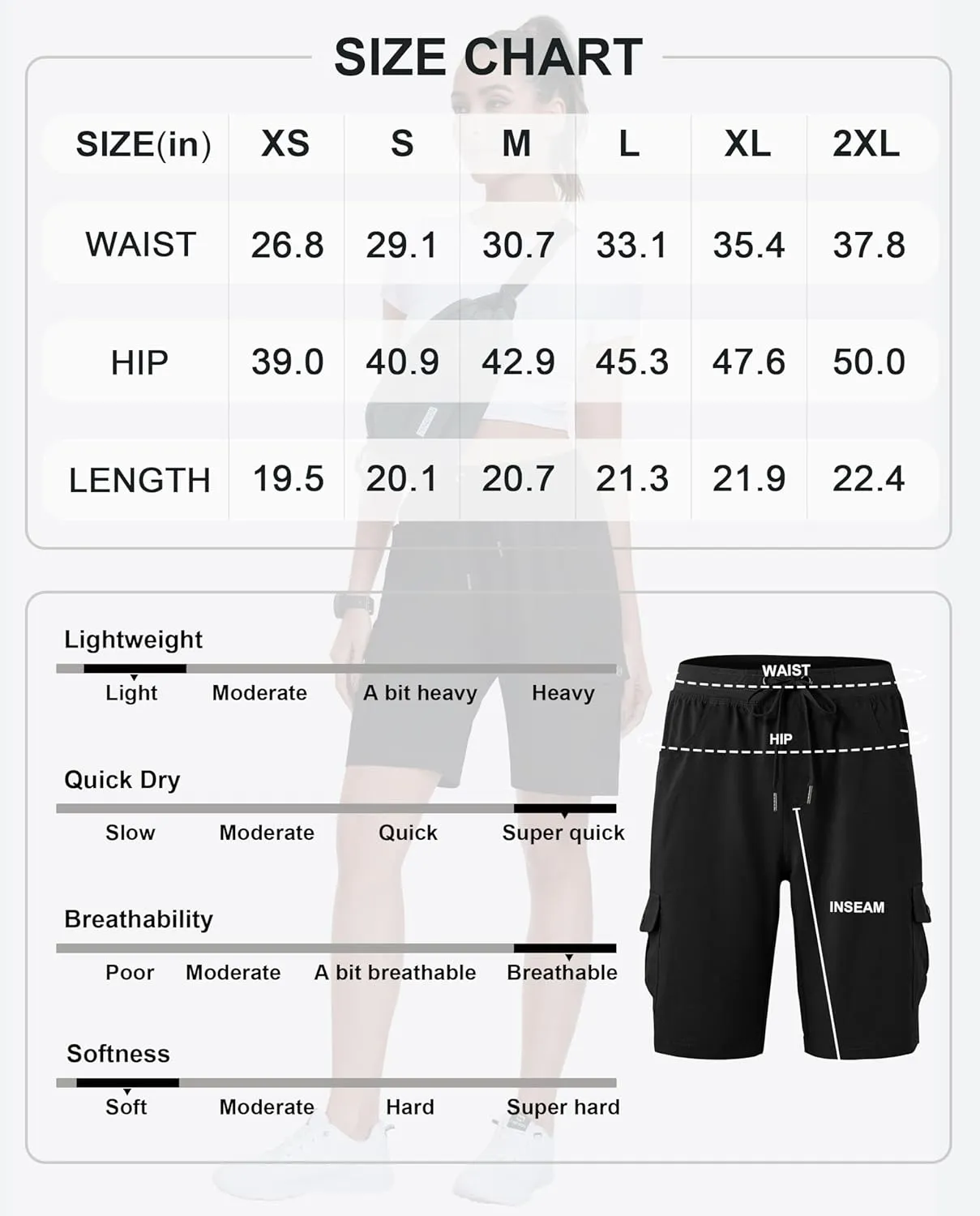 MoFiz Women's Hiking Shorts Athletic Outdoor Cargo Shorts for Women Quick Dry Running Summer Shorts with Pockets