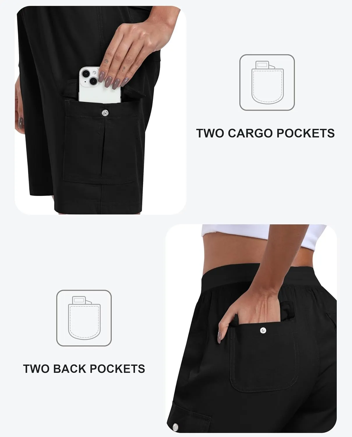 MoFiz Women's Hiking Shorts Athletic Outdoor Cargo Shorts for Women Quick Dry Running Summer Shorts with Pockets