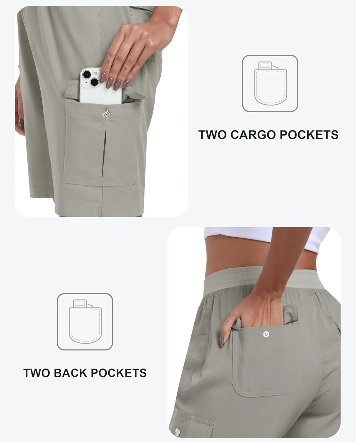 MoFiz Women's Hiking Shorts Athletic Outdoor Cargo Shorts for Women Quick Dry Running Summer Shorts with Pockets