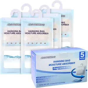 Moisture Absorbers - Dehumidifier Bags for Closet, Humidity Absorber 5 Pack, 10% More Absorbing Power Moisture Bag, 15.5 oz Each, Fragrance-Free