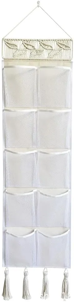 MOMIGO Over the Door/Wall Organizer - Bohemia Hanging Organizer with Pockets Mesh Bag,Baby Accessory Holder Idea, Toy Plush Storage Bag for Children Room Nursering room (B)