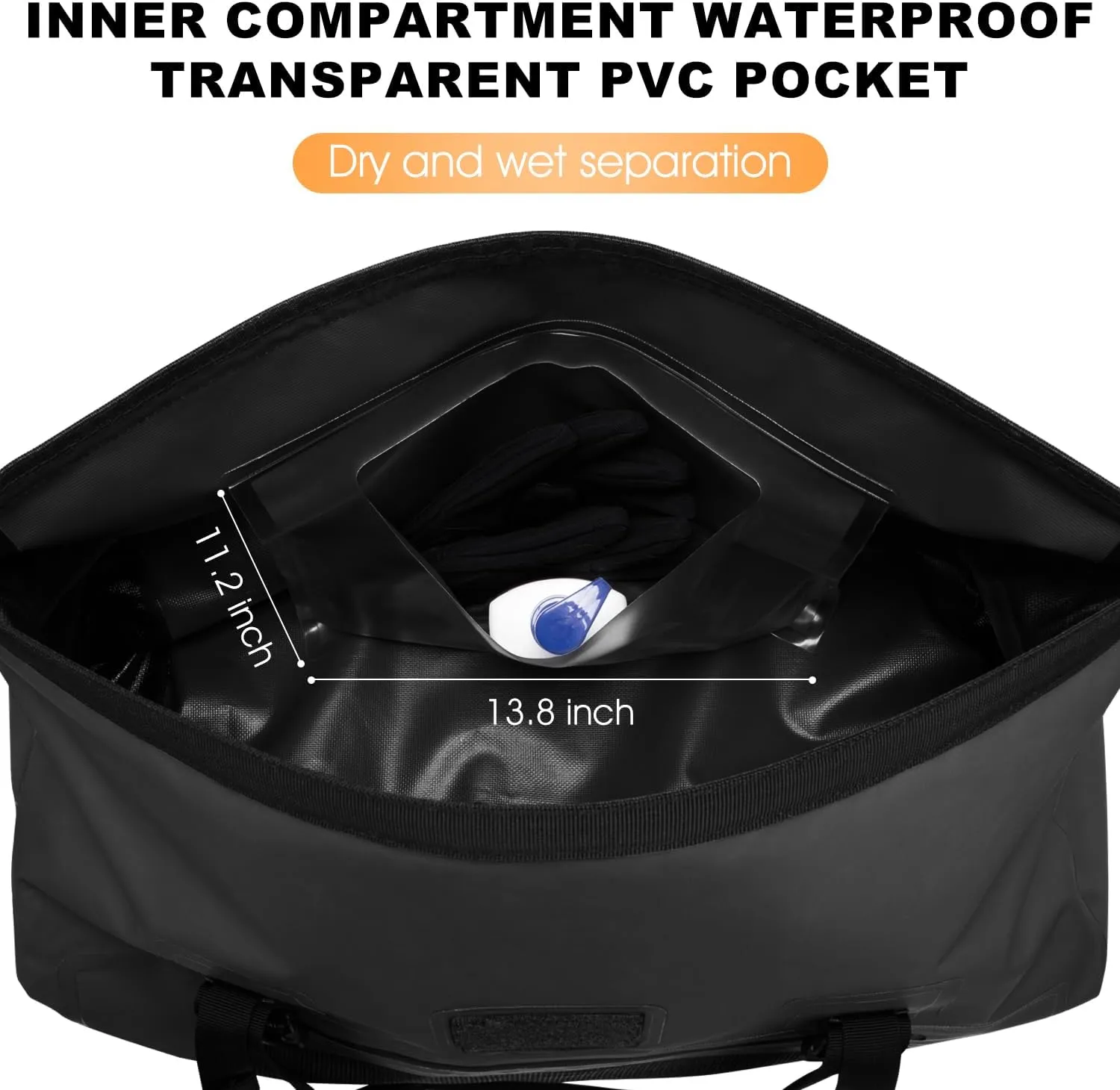 Motorcycle Dry Bag, Waterproof Duffel Bag & Roll-top Dry Duffel Bag, Motorcycle Luggage Travel Bag with Air Valve & Quick-fixed Straps For Riding,Travel, Black, 30L