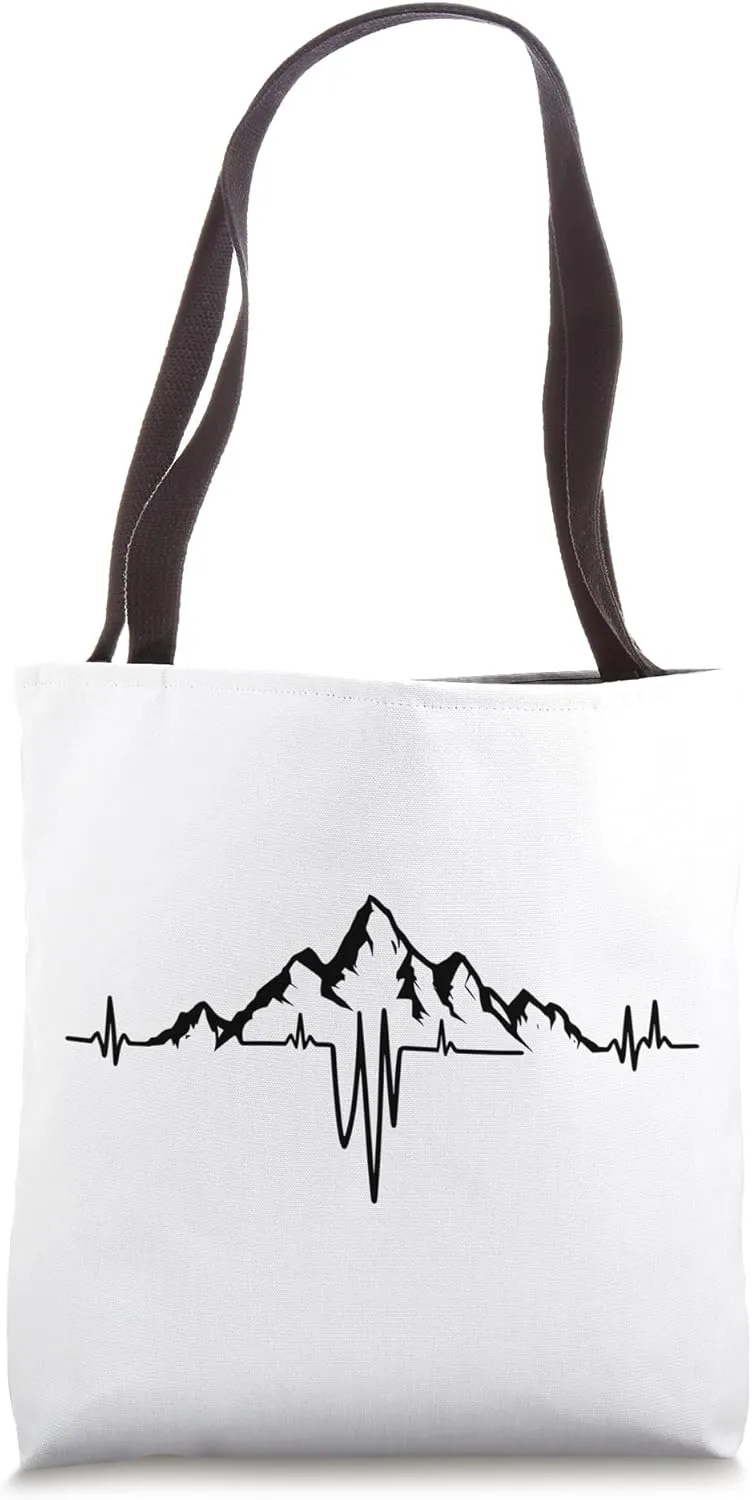 Mountain Climber Heartbeat Pulse Hiking Adventure Tote Bag