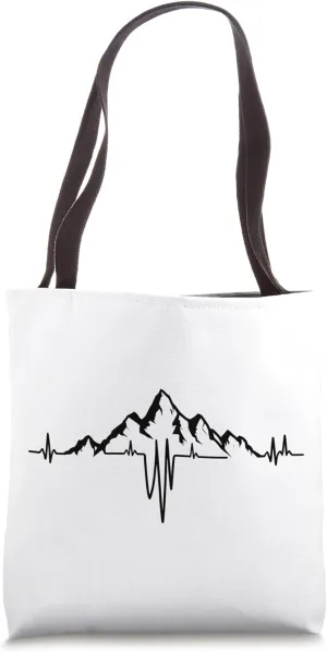 Mountain Climber Heartbeat Pulse Hiking Adventure Tote Bag