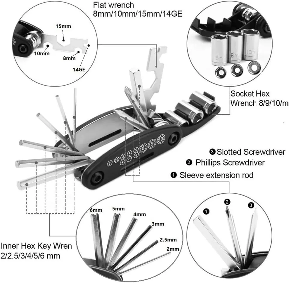 Mountain cycle Portable socket multipurpose wrench bicycle multi tool Screwdriver Motorcycle bike allen fix