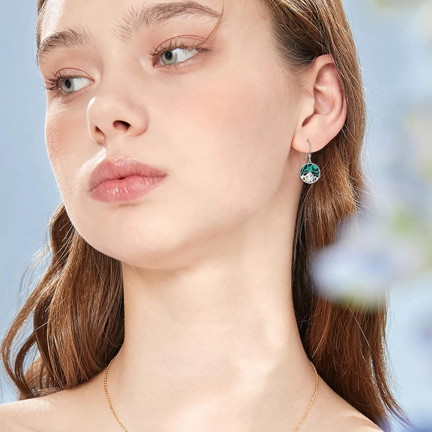Mountain Earrings Gifts Sterling Silver Abalone Sun Mountain and Tree Dangle Earrings Nature Jewelry Gift for Skiers, Hikers, Campers, Climbers,Nature Lovers