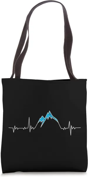 Mountains Hearbeat hiking pulse line mountaineer Tote Bag