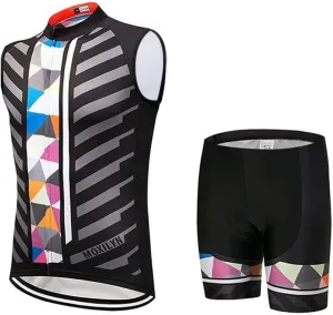 MOXILYN Men's Cycling Vest Road Bike without Sleeves Jersey Zipper Pokcet Bicycle Shorts with Padded Cycling Clothing Set