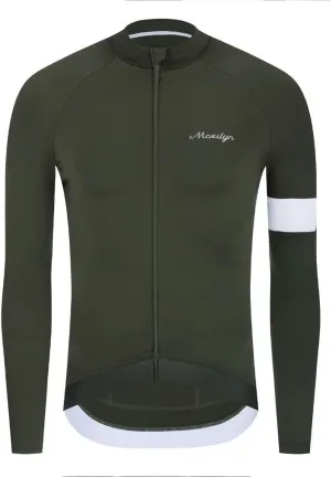 MOXILYN Winter Men's Cycling Jerseys Long Sleeve Thermal Fleece Cold Weather Cycling Jackets Warm Bike Tops Zipper Pocket
