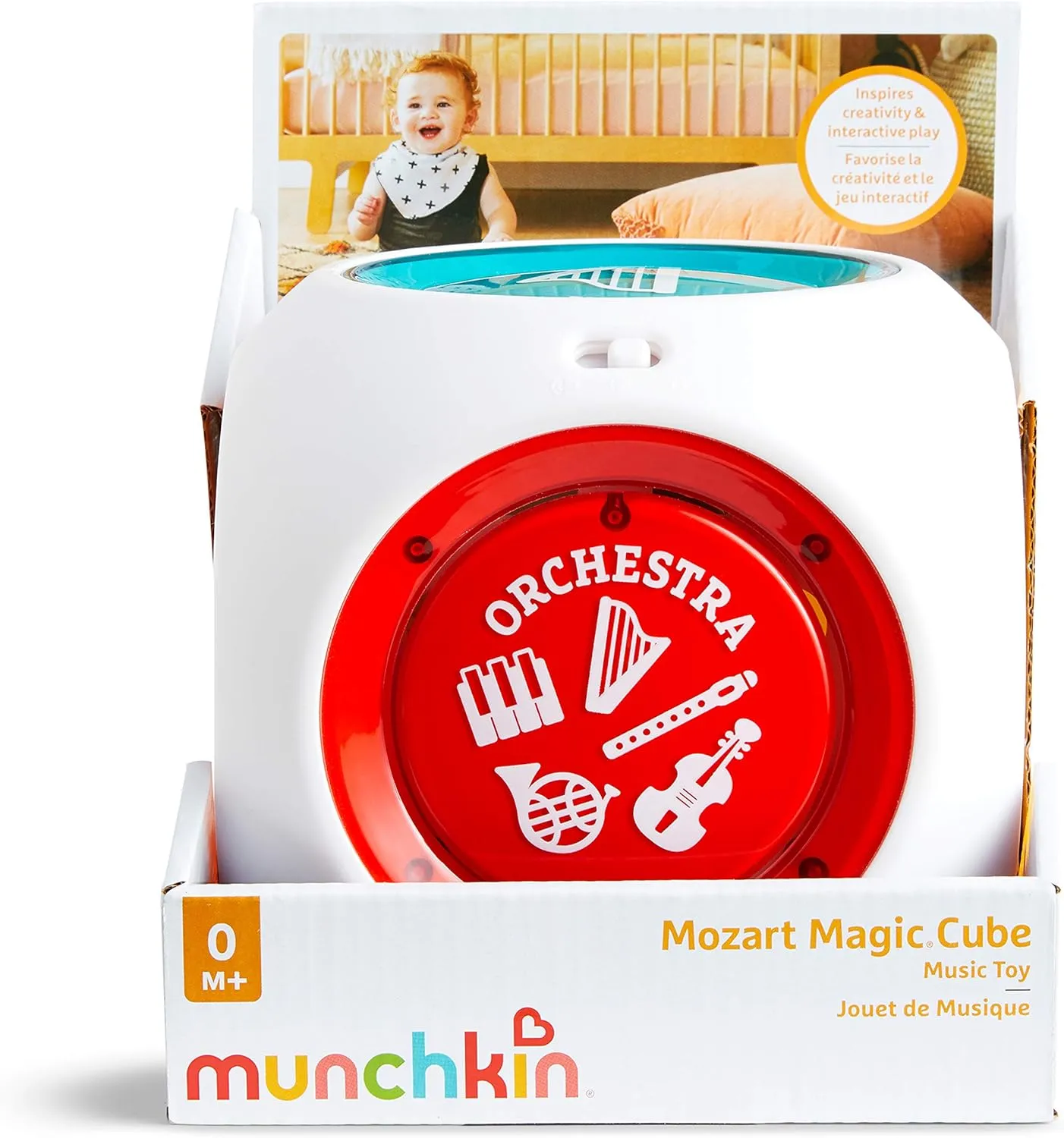 Munchkin Mozart Magic Cube Music Toy for Baby and Toddler - Includes 5 Instrument Sounds, 8 Mozart Songs and Lights