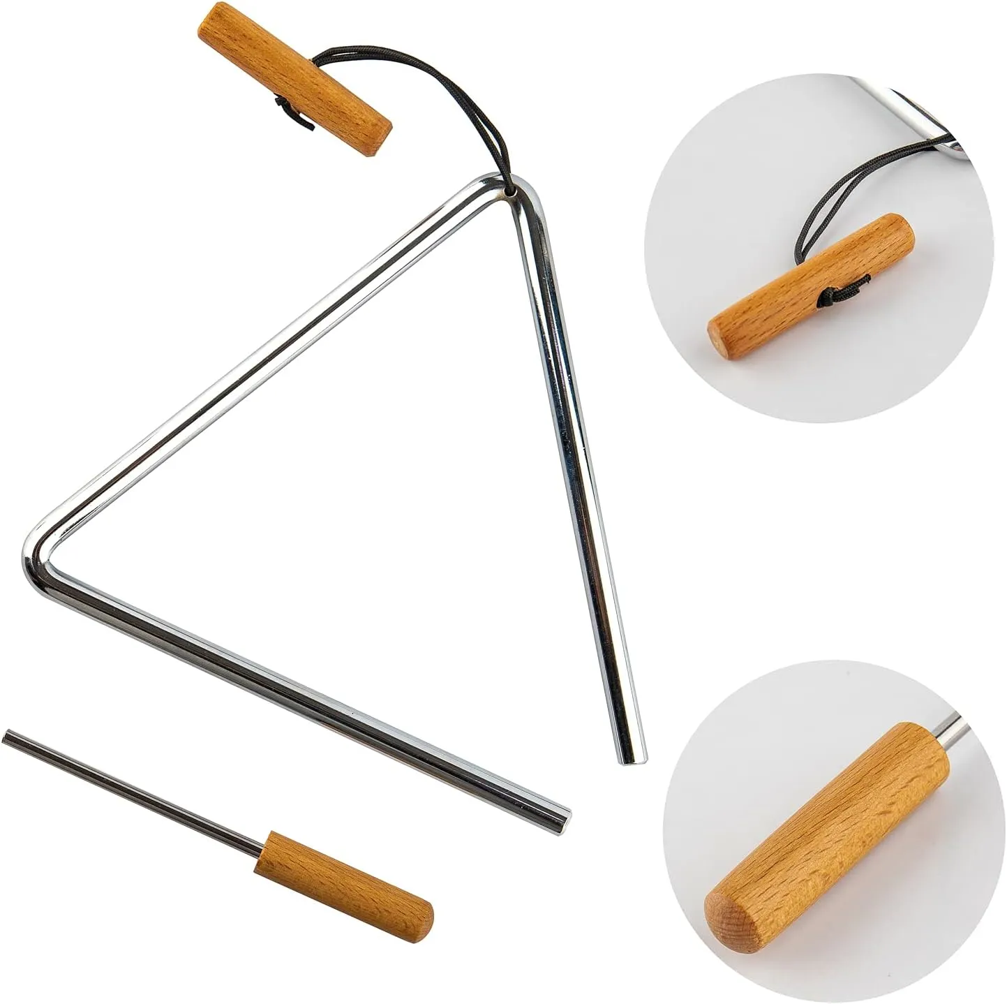 Musfunny Triangle Hand Percussion with Striker, Rhythm Steel Triangles Musical Instrument (8 inch)