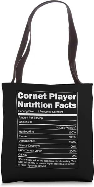 Music Design - Funny Nutrition Facts Cornet Player Tote Bag
