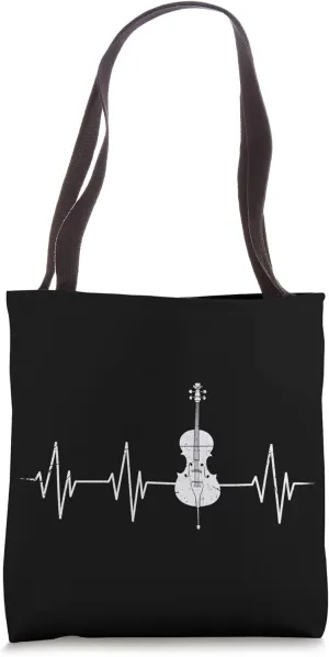Musical Instrument Cellist Gift Idea Heartbeat Cello Tote Bag