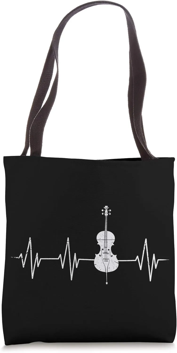 Musical Instrument Cellist Gift Idea Heartbeat Cello Tote Bag