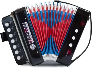 MUSICUBE Kids Accordion Instrument Toys 10 Keys Button Small Accordion for Boys & Girls Educational Musical Instrument Toys Christmas Gift Choice (BLACK)