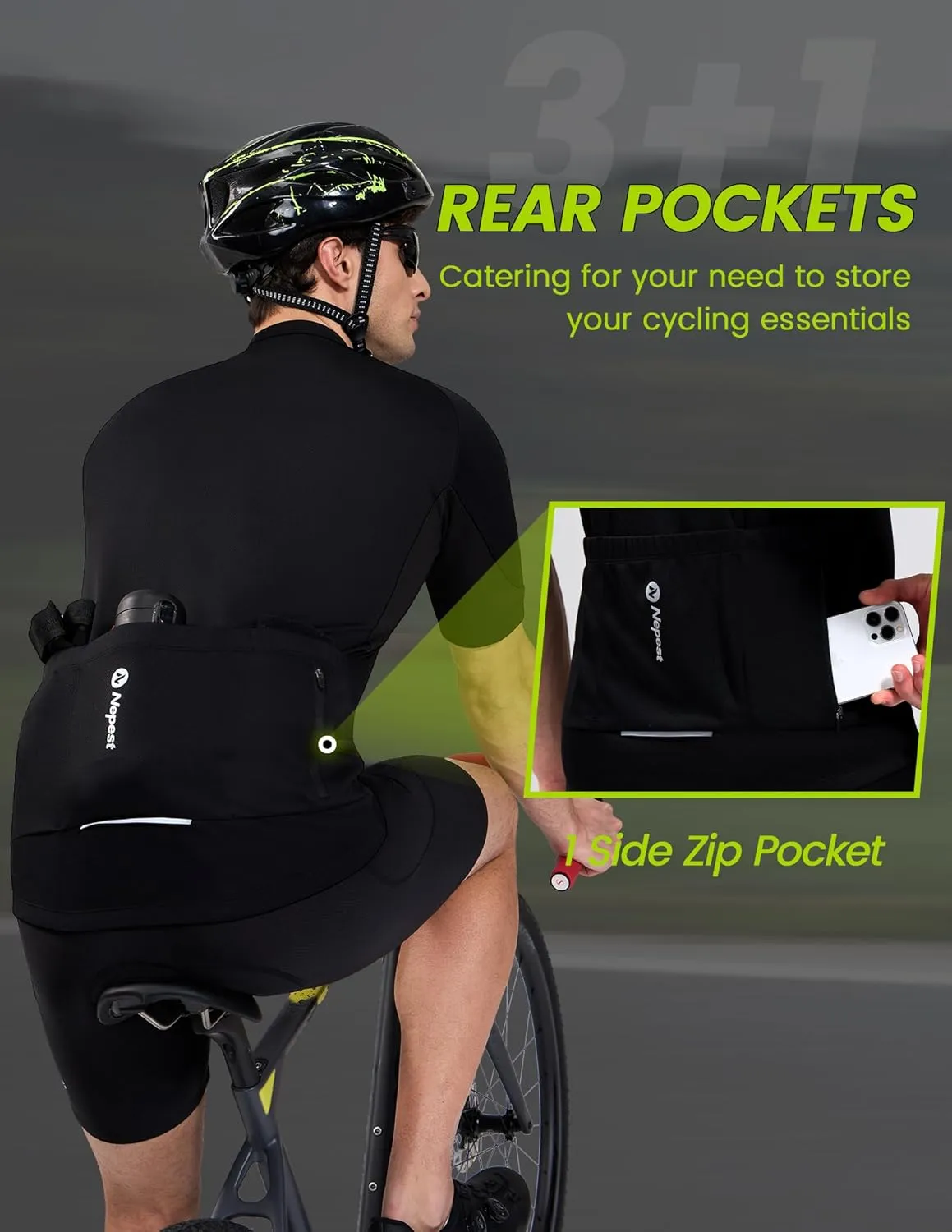 Nepest Cycling Jersey Men Short Sleeve Half Zip Bike Bicycle Shirts 4 Pockets Moisture Wicking Color Clash Riding Tops