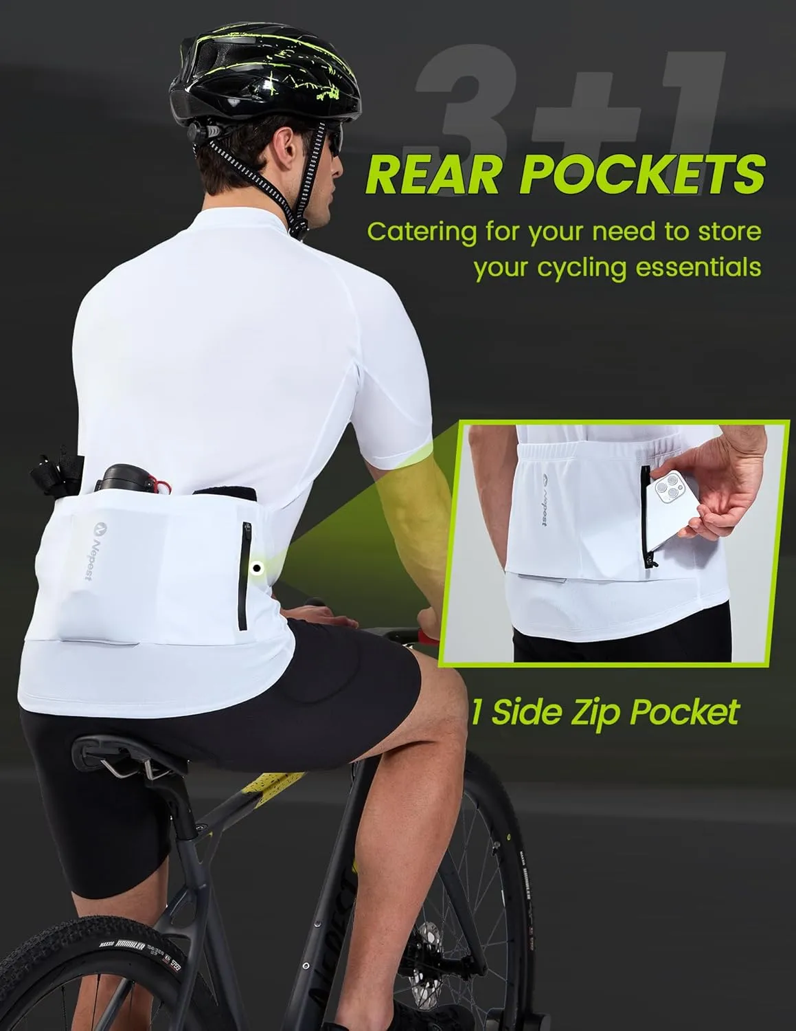 Nepest Cycling Jersey Men Short Sleeve Half Zip Bike Bicycle Shirts 4 Pockets Moisture Wicking Color Clash Riding Tops