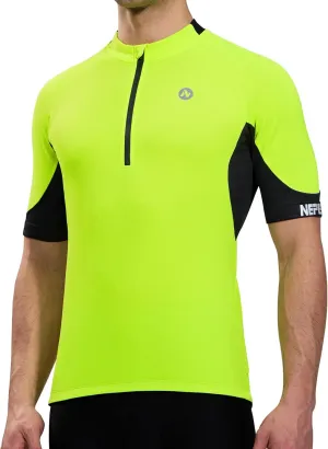 Nepest Cycling Jersey Men Short Sleeve Half Zip Bike Bicycle Shirts 4 Pockets Moisture Wicking Color Clash Riding Tops