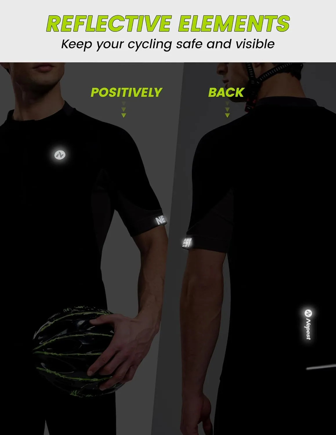 Nepest Cycling Jersey Men Short Sleeve Half Zip Bike Bicycle Shirts 4 Pockets Moisture Wicking Color Clash Riding Tops