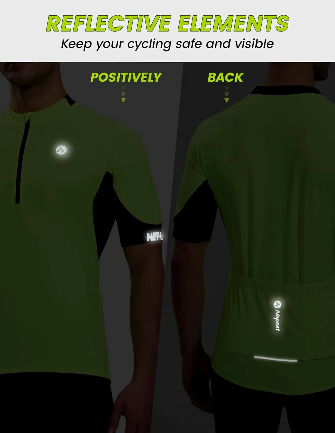 Nepest Cycling Jersey Men Short Sleeve Half Zip Bike Bicycle Shirts 4 Pockets Moisture Wicking Color Clash Riding Tops