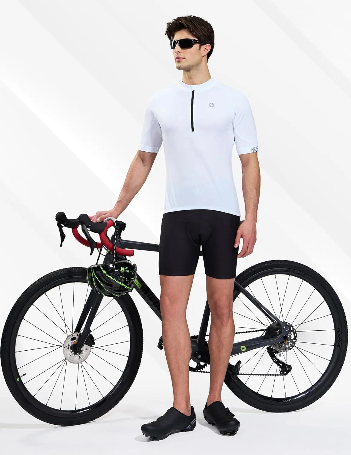 Nepest Cycling Jersey Men Short Sleeve Half Zip Bike Bicycle Shirts 4 Pockets Moisture Wicking Color Clash Riding Tops