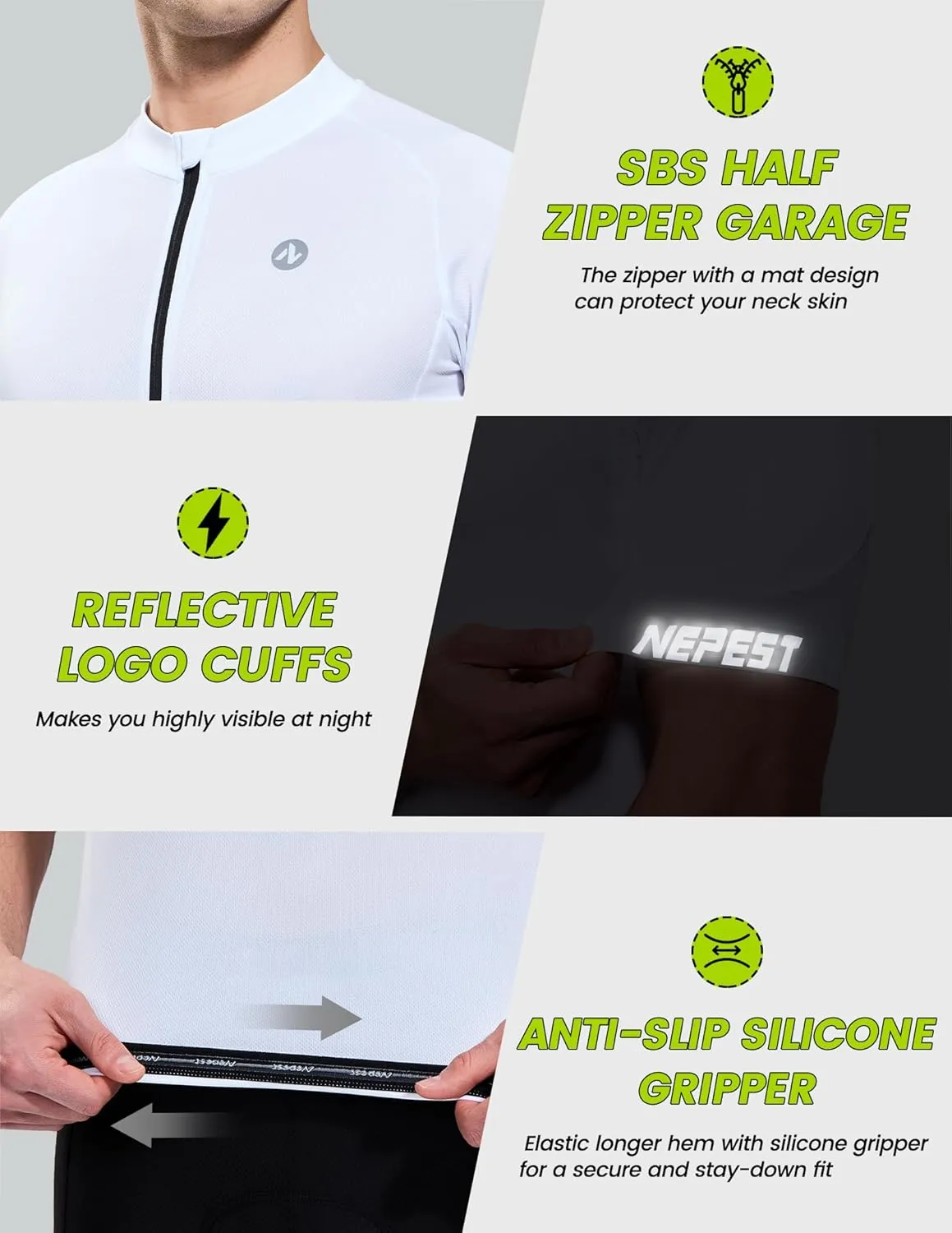 Nepest Cycling Jersey Men Short Sleeve Half Zip Bike Bicycle Shirts 4 Pockets Moisture Wicking Color Clash Riding Tops