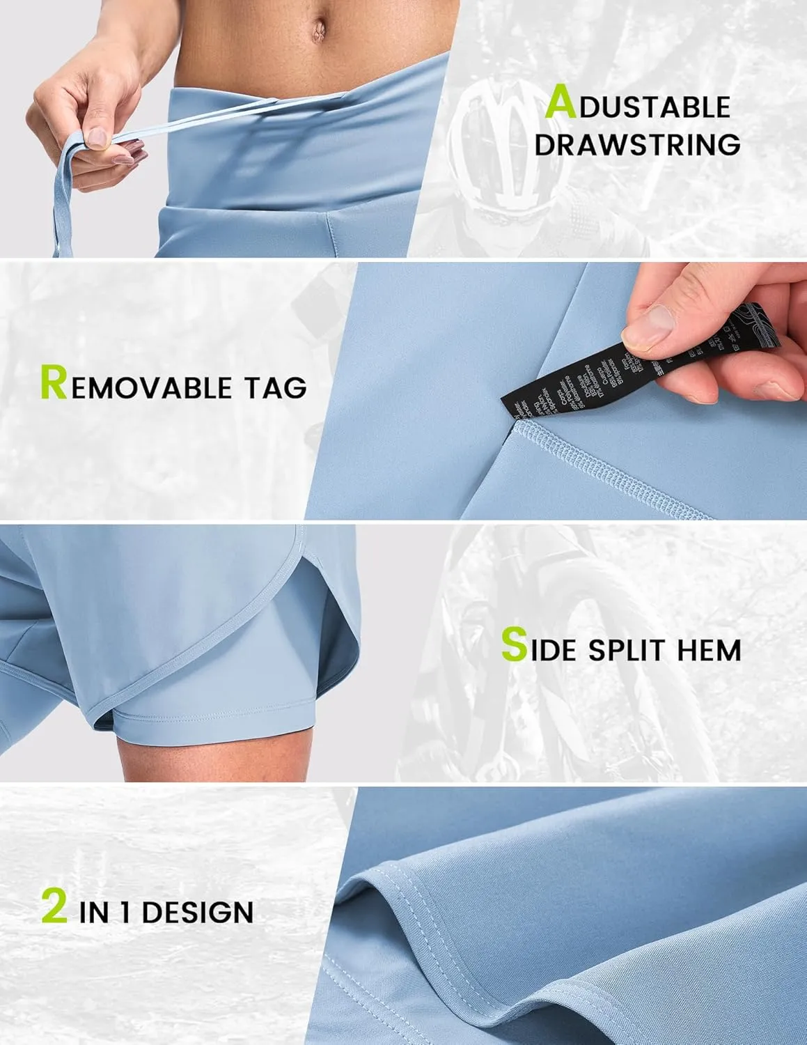 Nepest Womens Cycling Shorts Padded Mountain Bike Road Biking Padding Cycle Biker Bicycle Shorts with Zipper Pockets