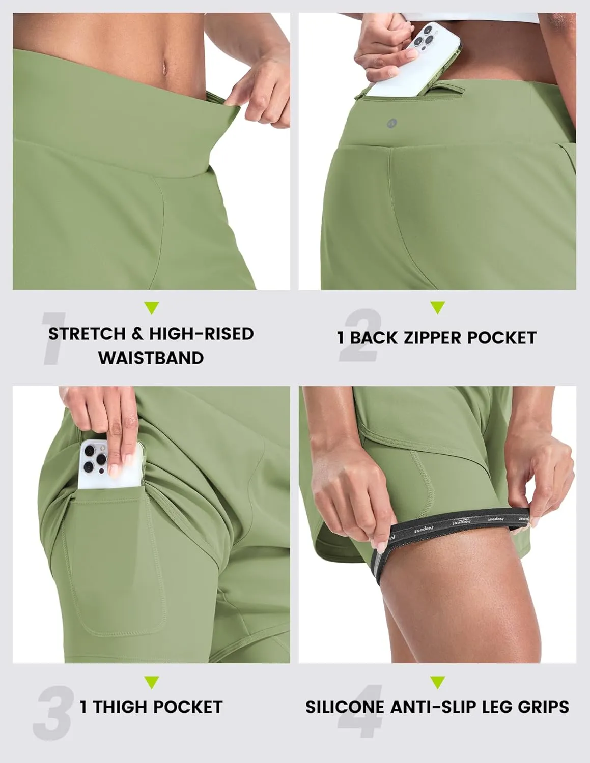 Nepest Womens Cycling Shorts Padded Mountain Bike Road Biking Padding Cycle Biker Bicycle Shorts with Zipper Pockets