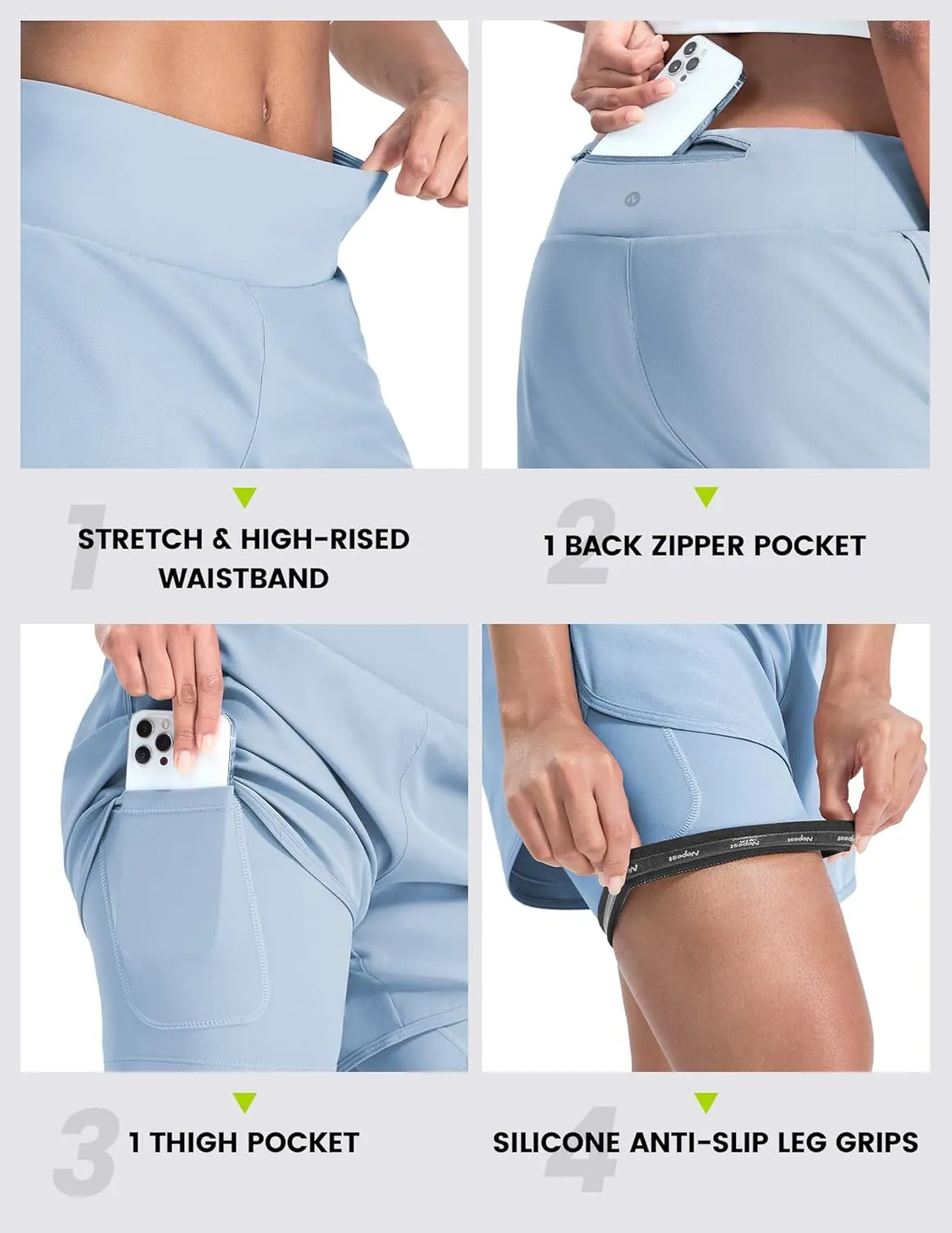 Nepest Womens Cycling Shorts Padded Mountain Bike Road Biking Padding Cycle Biker Bicycle Shorts with Zipper Pockets