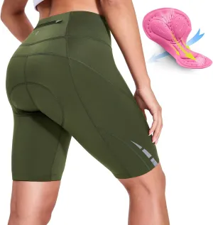 Nepest Womens Padded Bike Shorts 4D Padding Cycling Shorts with Zipper Pocket Riding Bicycle Cycle Road Biking Underwear