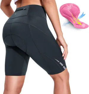 Nepest Womens Padded Bike Shorts 4D Padding Cycling Shorts with Zipper Pocket Riding Bicycle Cycle Road Biking Underwear