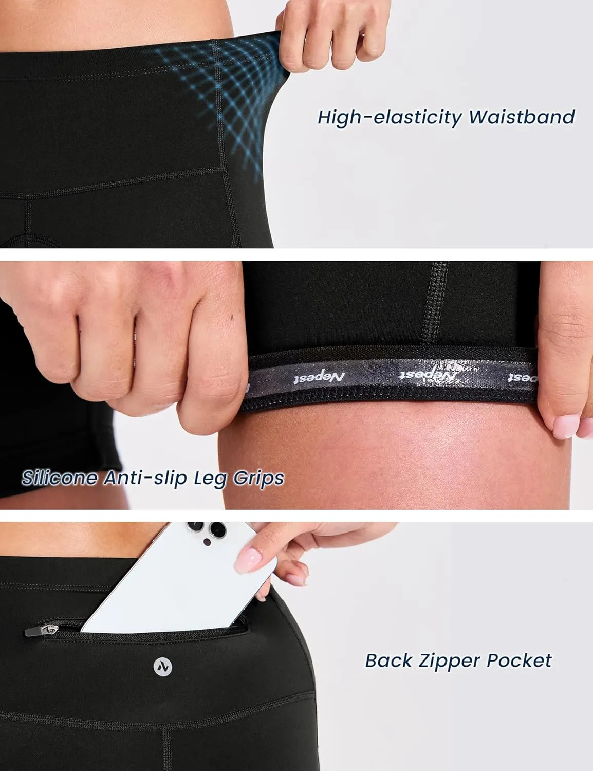 Nepest Womens Padded Bike Shorts 4D Padding Cycling Shorts with Zipper Pocket Riding Bicycle Cycle Road Biking Underwear