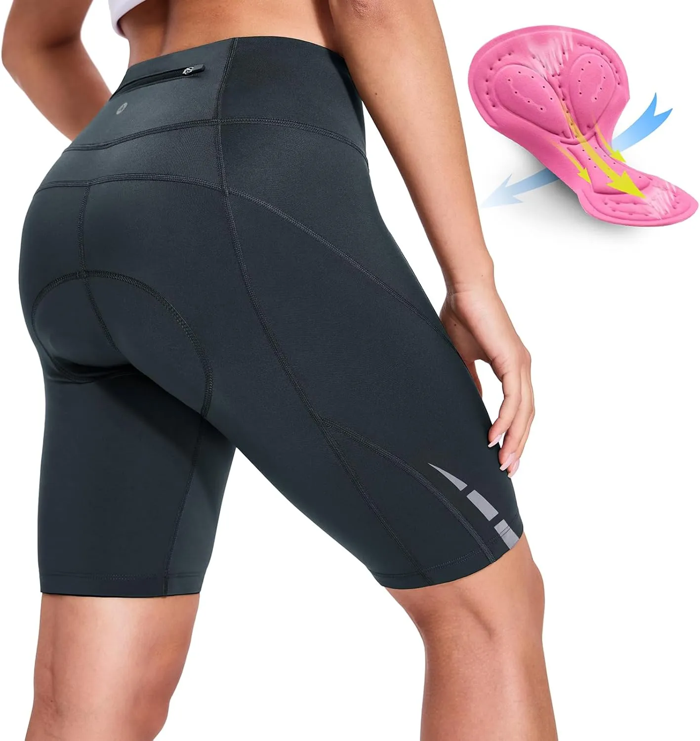 Nepest Womens Padded Bike Shorts 4D Padding Cycling Shorts with Zipper Pocket Riding Bicycle Cycle Road Biking Underwear