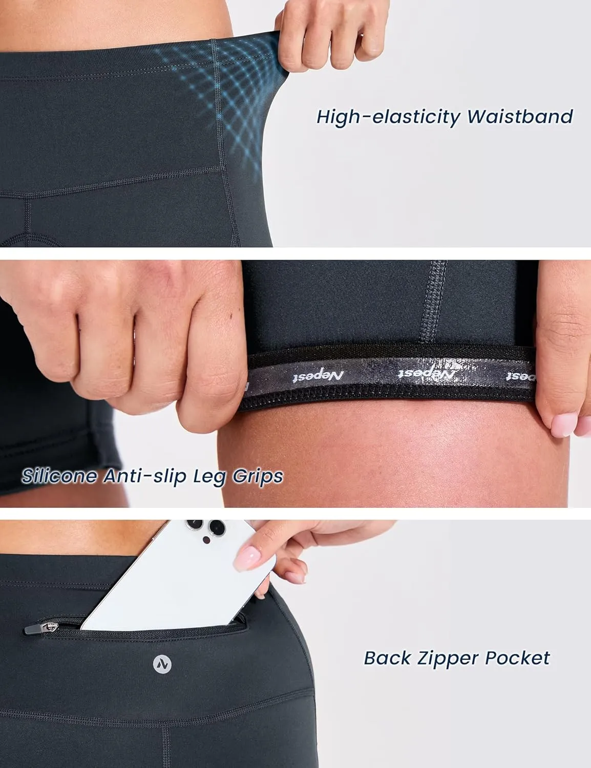 Nepest Womens Padded Bike Shorts 4D Padding Cycling Shorts with Zipper Pocket Riding Bicycle Cycle Road Biking Underwear