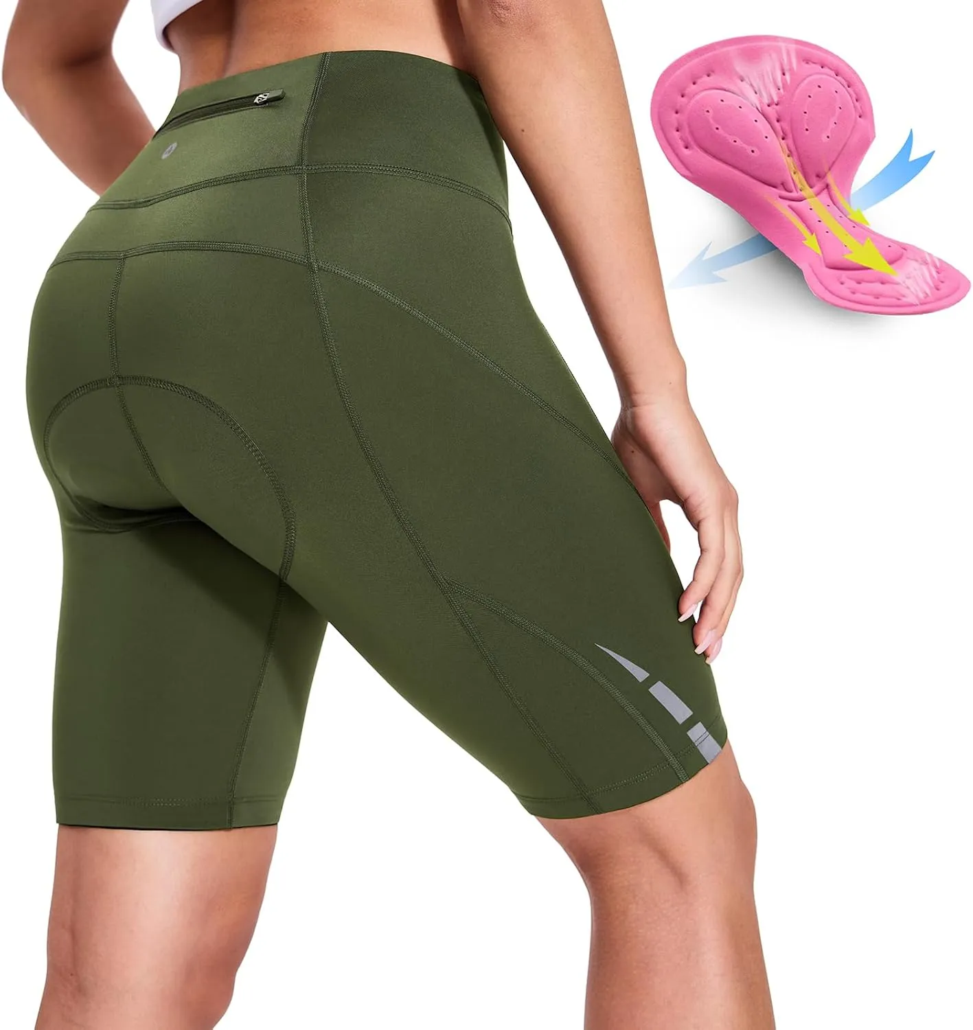 Nepest Womens Padded Bike Shorts 4D Padding Cycling Shorts with Zipper Pocket Riding Bicycle Cycle Road Biking Underwear