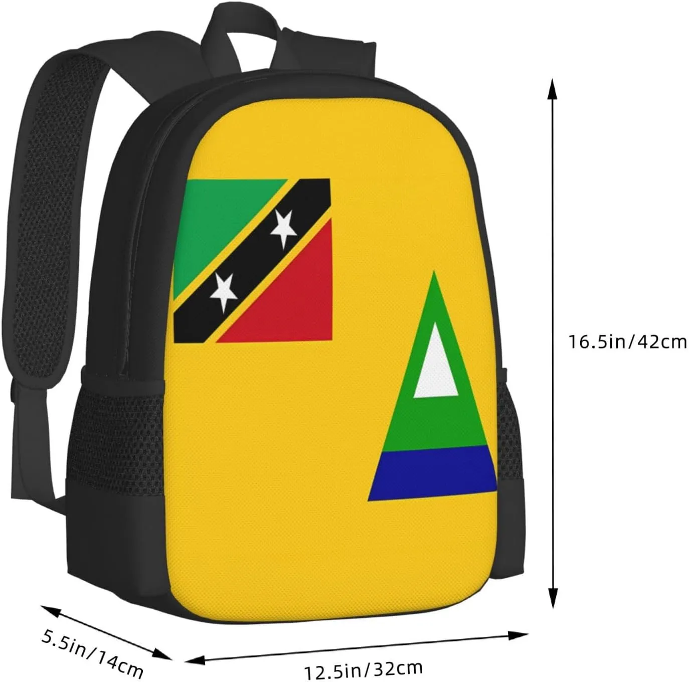 Nevis St. Kitts Flag Travel Backpack Casual Backpacks 15 Inch Laptop Back Pack Lightweight Rucksack Outdoor Sport Daypack Large Bags for Working Camping Hiking
