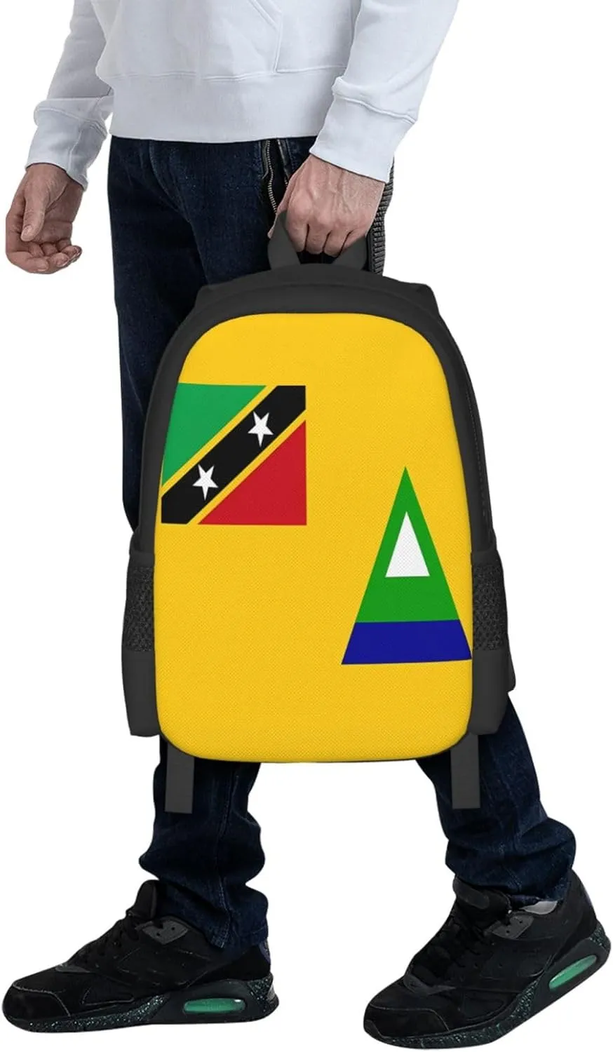 Nevis St. Kitts Flag Travel Backpack Casual Backpacks 15 Inch Laptop Back Pack Lightweight Rucksack Outdoor Sport Daypack Large Bags for Working Camping Hiking