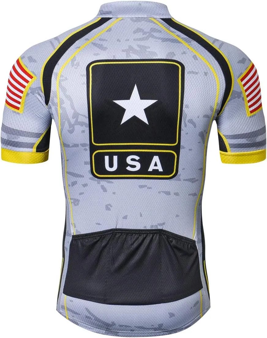 New Pro Full Zipper Men's Cycling Jersey Short Sleeve Riding Shirt USA