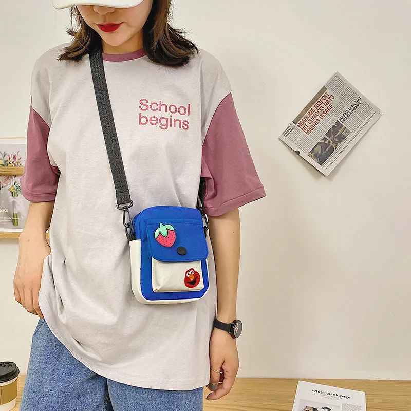 New Sesame Street Female Canvas Cartoon Shoulder Bags