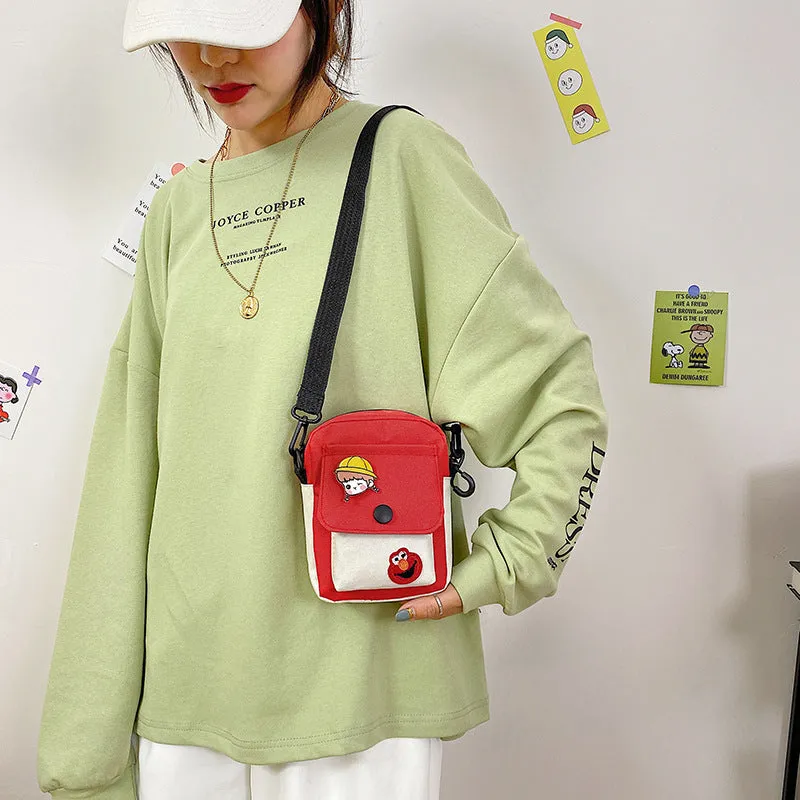 New Sesame Street Female Canvas Cartoon Shoulder Bags