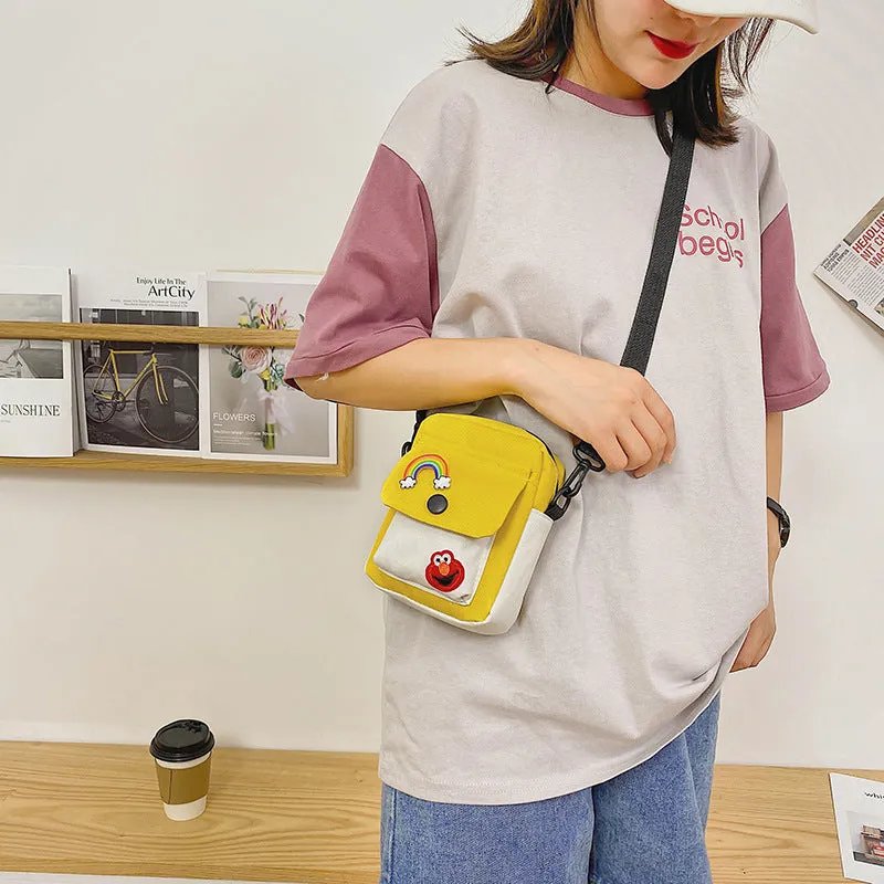 New Sesame Street Female Canvas Cartoon Shoulder Bags