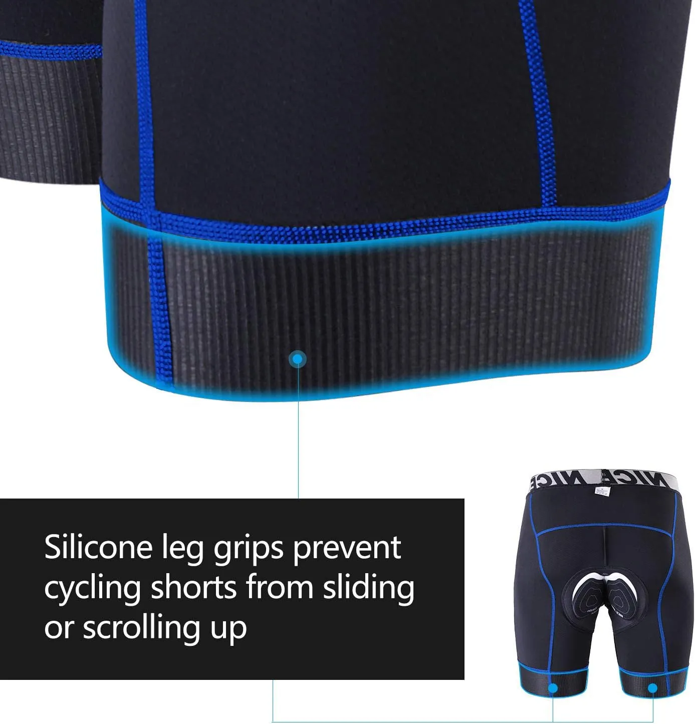 NICEWIN Mens 4D Padded Bike Shorts Anti-slip Leg Cycling Underwear Wide WaistBand Biking Bicycle Motorcycle Underpants