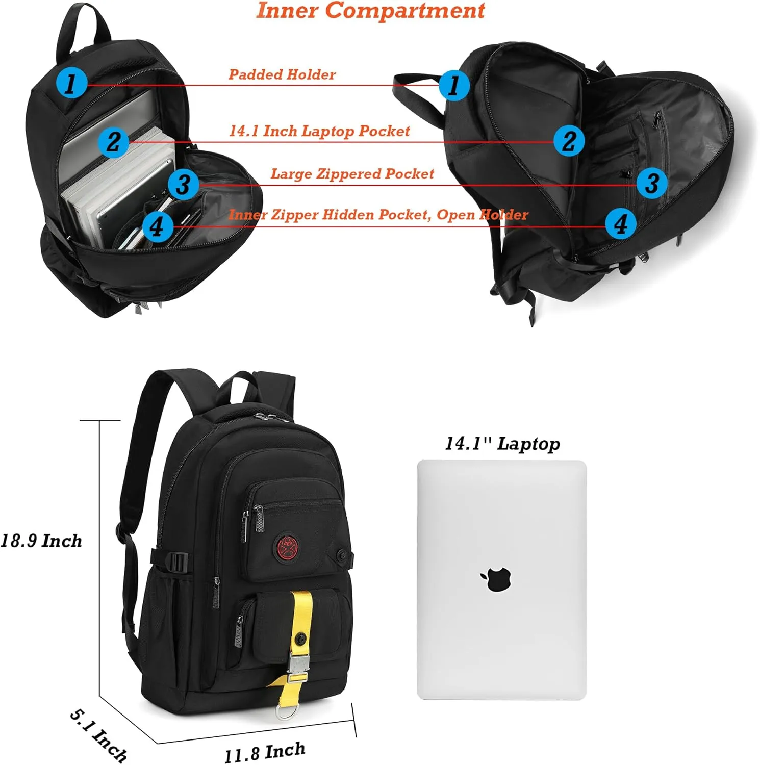 NICGID Sling Bags Chest Shoulder Backpacks, 13.3'' 14.1'' 15.6''Laptop Backpack Crossbody Messenger Bag Travel Outdoor