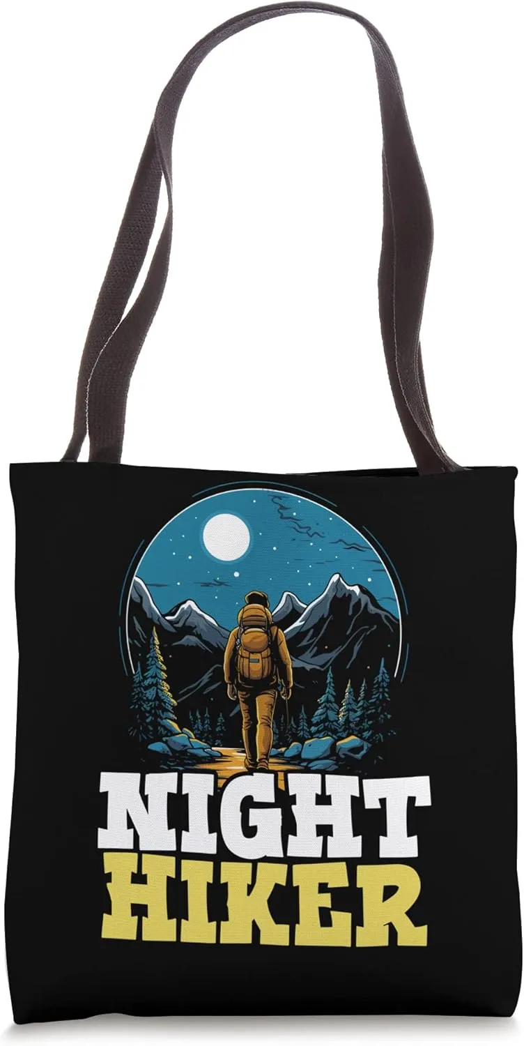 Night Hiking Hike Mountain Climbing Adventure Hiker Tote Bag