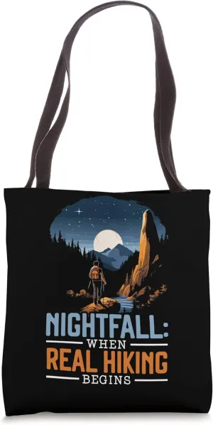 Night Hiking Hike Mountain Climbing Adventure Hiker Tote Bag