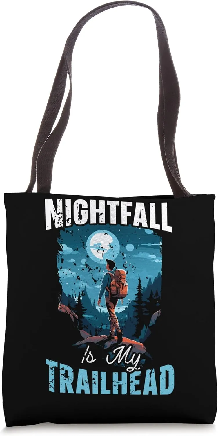 Night Hiking Hike Mountain Climbing Adventure Hiker Tote Bag