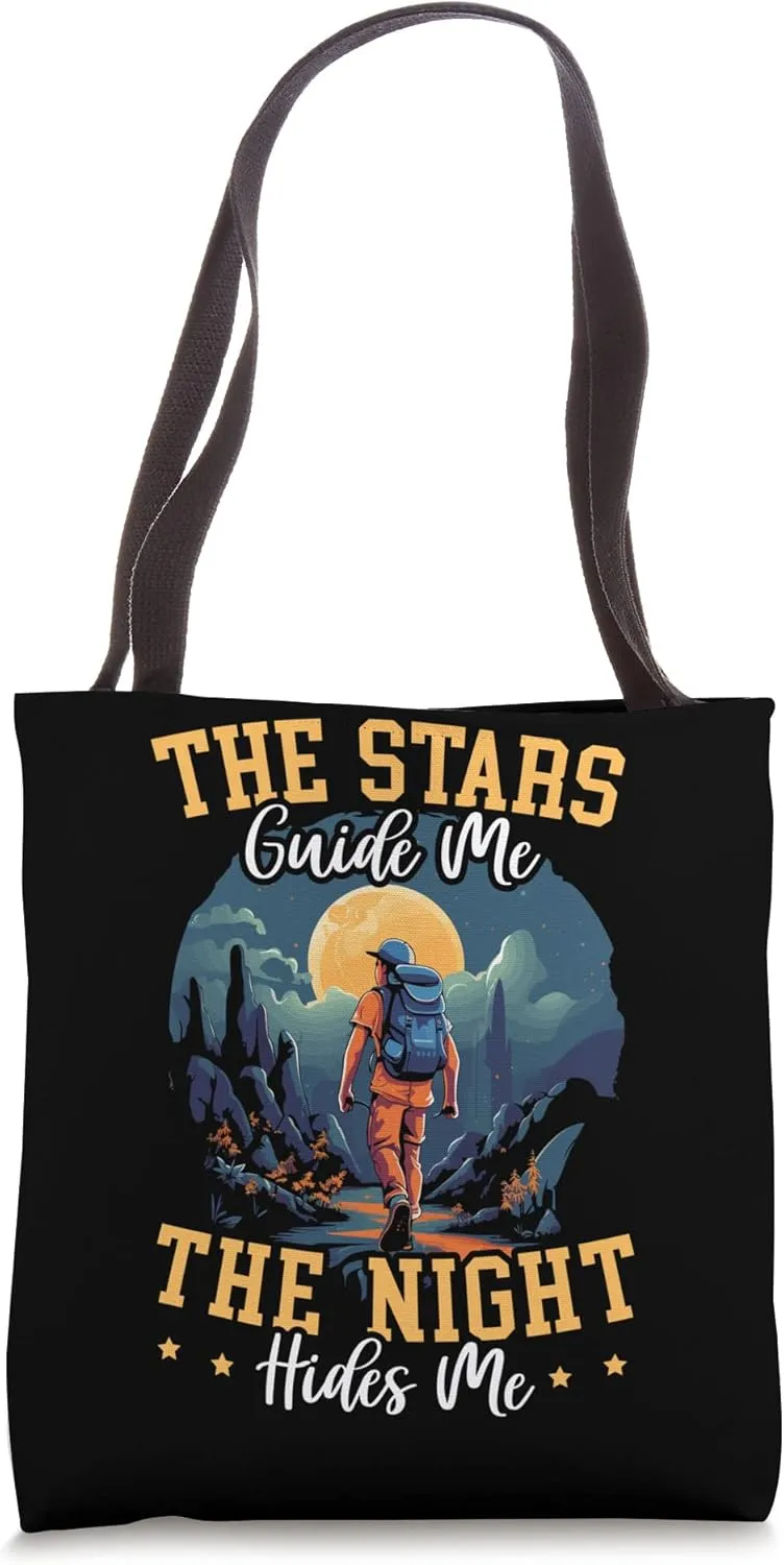 Night Hiking Hike Mountain Climbing Adventure Hiker Tote Bag