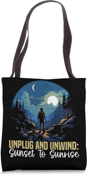 Night Hiking Hike Mountain Climbing Adventure Hiker Tote Bag
